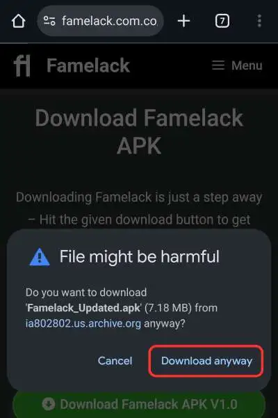 Download  famelack APK File