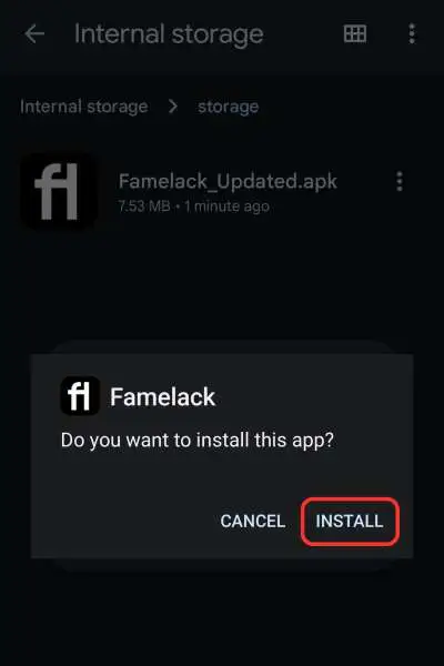 Install  famelack App